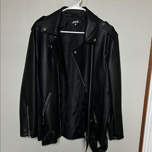 Oversized Black Leather Jacket